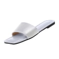 thumbnail image 2 of Domuza Flat Sandals for Women 2026 Summer New Soft Lightweight Square Open Toe Slides Beach Vacation Casual Home Shower Slipper Silver 7.5（EU-39）, 2 of 4