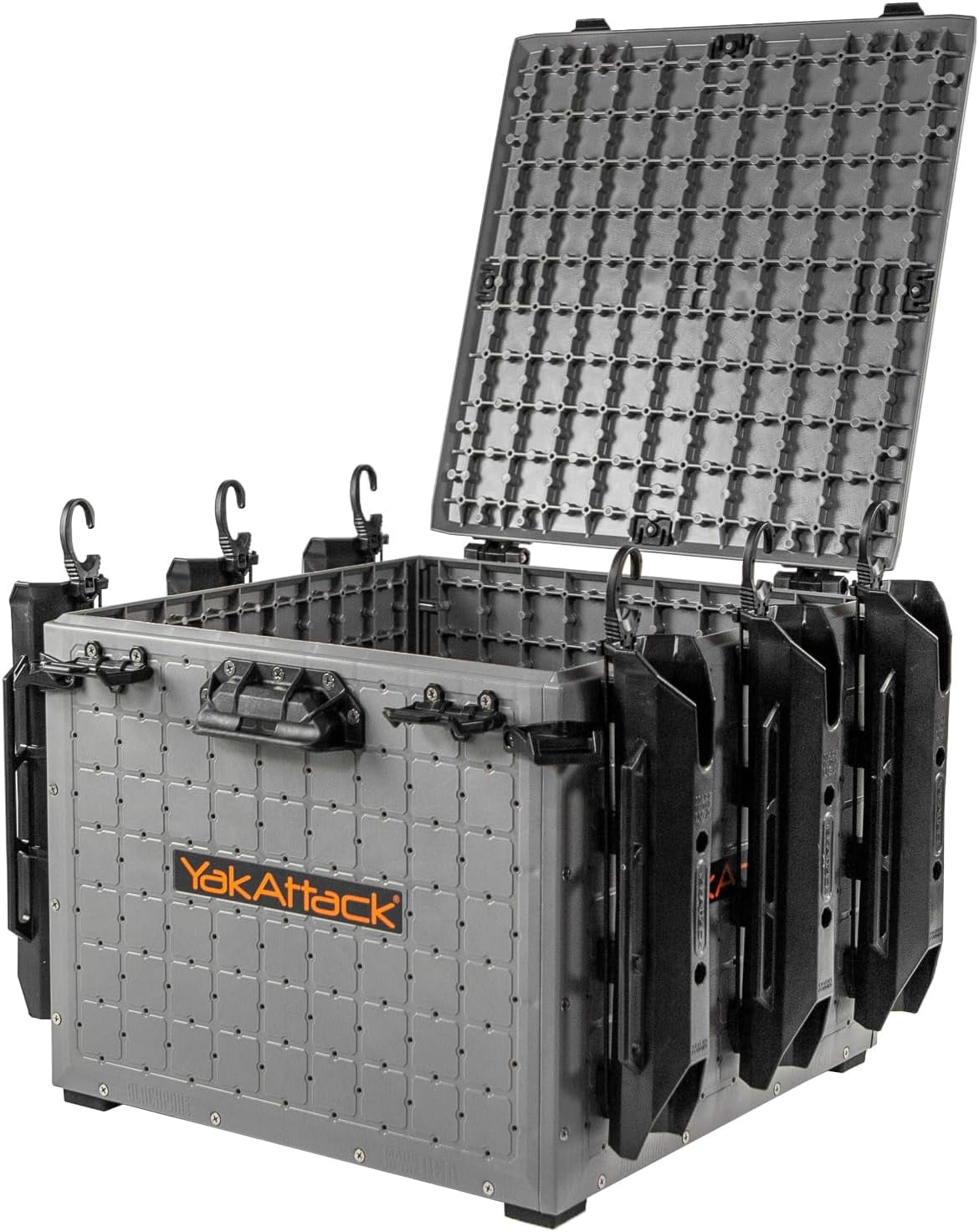 YakAttack BlackPak Pro 16" x 16" Fishing Crate W/ 6 Rod Holders - Grey