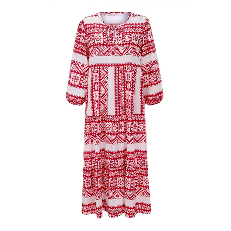 Casual Dresses For Women Geometric Printed Bubble Sleeved Dress Street  Oversized Women's Clothing Cruise Dresses For Women Floral Dress Plus Size  Formal Gowns And Evening Dresses Navy Blue Dress For W -
