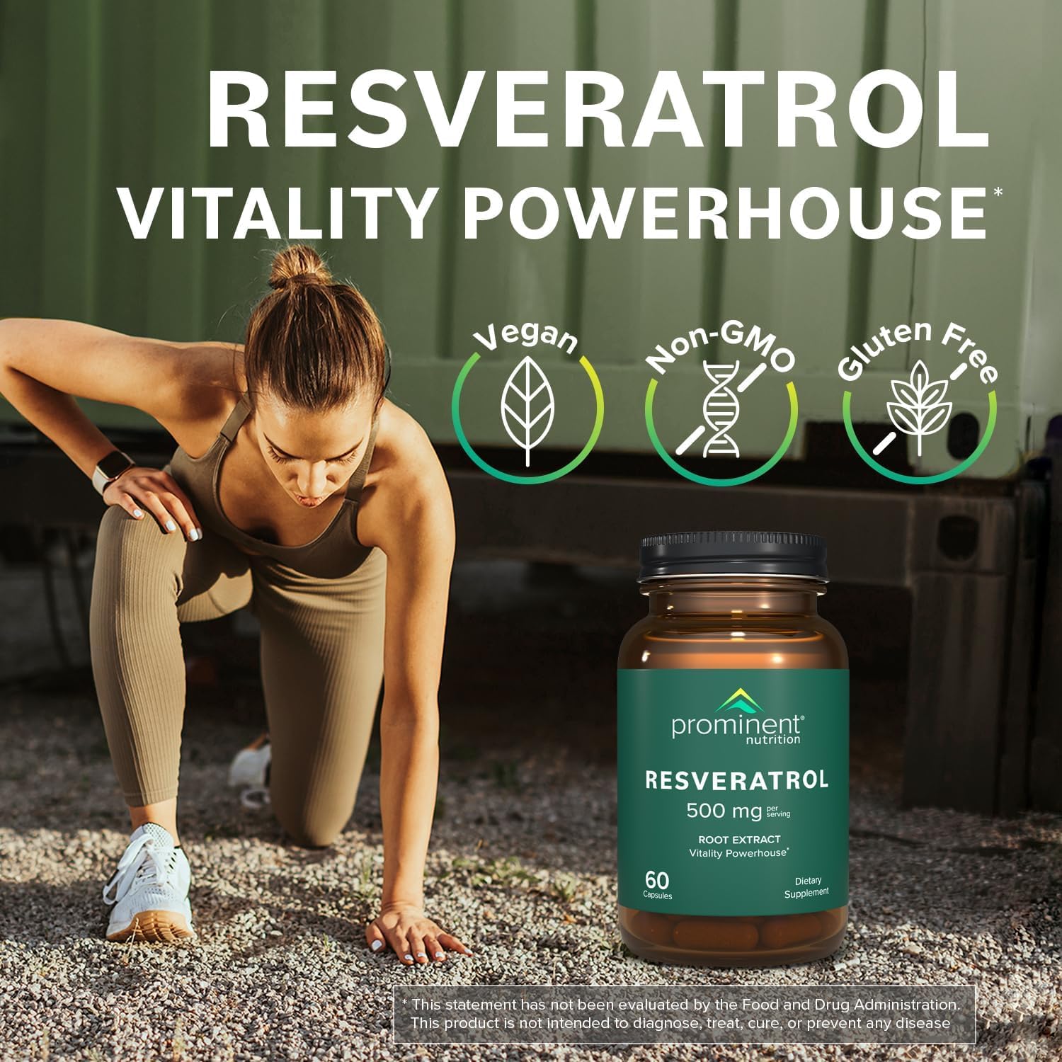 Prominent Nutrition Resveratrol Supplement, Anti-Aging and Immune Support, 98% Pure Trans-Resveratrol Supplement, 500 mg, 30 Day Supply