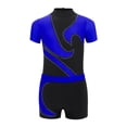 thumbnail image 3 of RUNQHUI Kids Boys Gymnastics Dance Performance Outfit Color Block Ballet Leotard with Shorts Set Royal Blue 10, 3 of 5