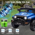 thumbnail image 2 of Lumiparty 12V Ride On Toy, Kids Ride On Truck Car with Remote Control, Steering Wheel Music, Kid Electric Vehicles with Led Lights, 2 Speeds, for Age 3-5, Blue, 2 of 7