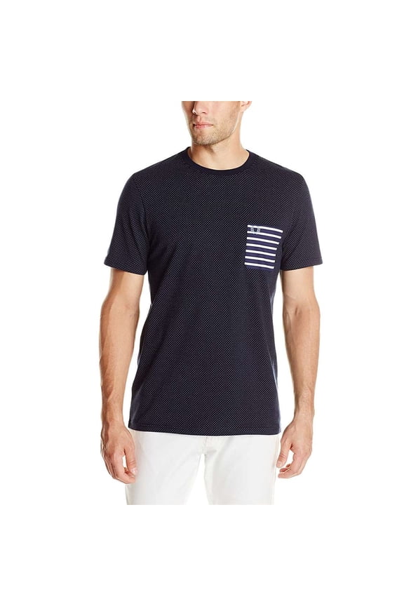 Men's Polkadot Stripe Pocket T-shirt, Blue Granite,XXL - US