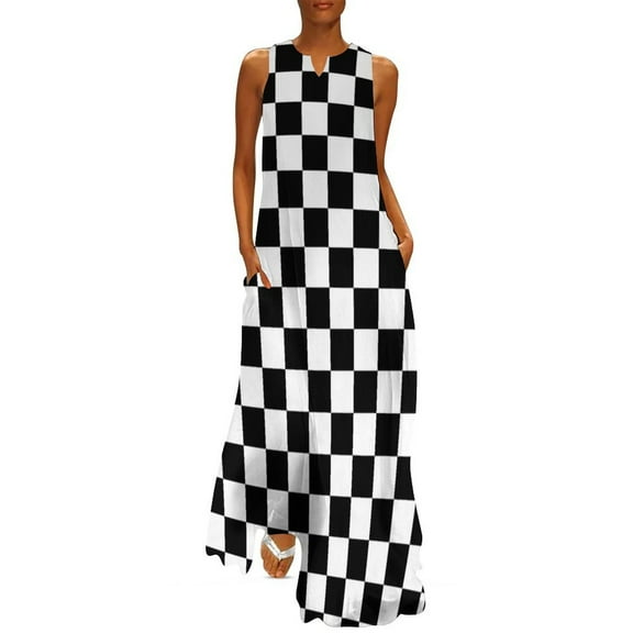 Checkered Long Dress Dresses gala wom's dresses luxury wom clothes Dress
