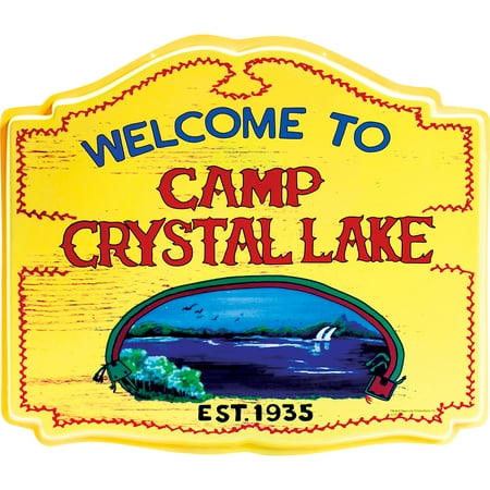 Morbid Enterprises Friday the 13th Camp Crystal Lake Sign, Plastic Wall Decoration Measures 16 Inches by 14 Inches