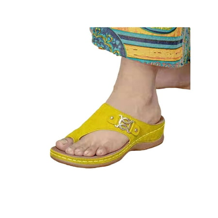 

Eloshman Summer Orthopedic Sandals for Women Ring Toe Casual Bunion Slippers Shoes Flat Heel Flip Flops