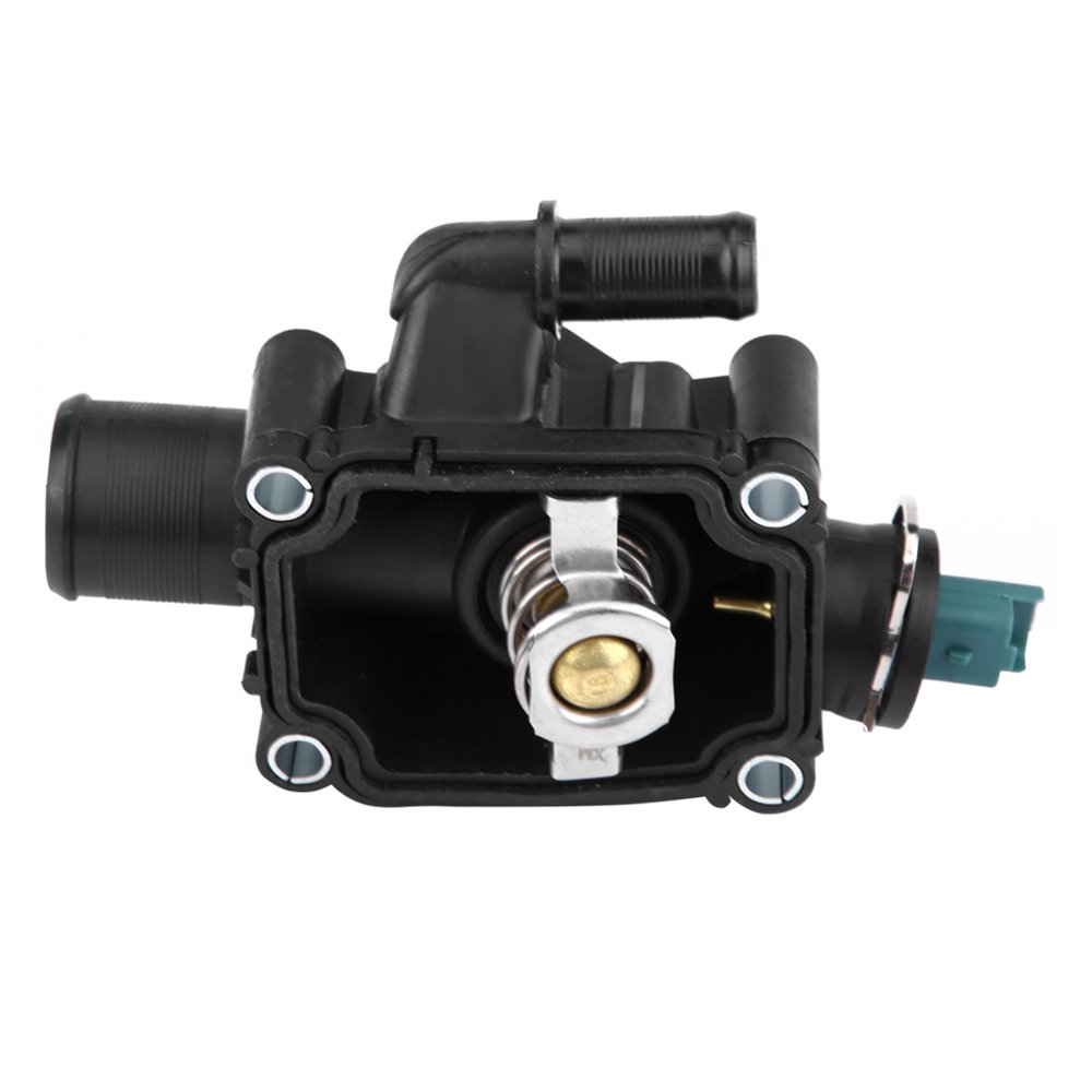 Tebru Engine Coolant Thermostat Housing Assembly Fit for Peugeot 206