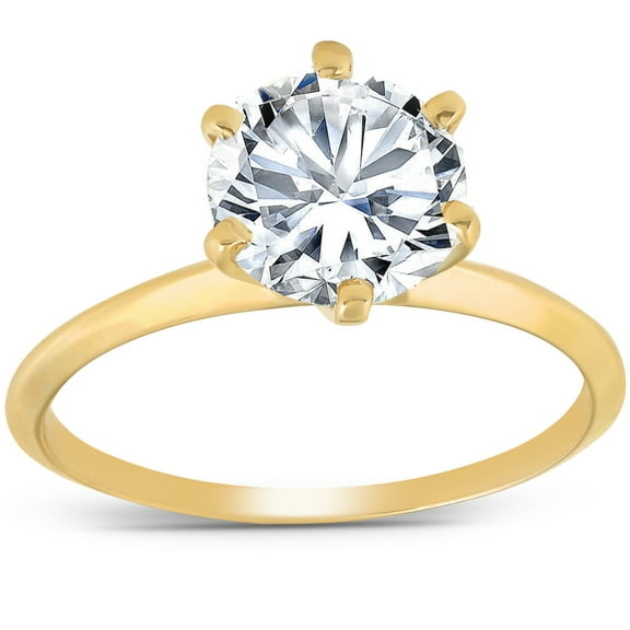 Pompeii 2 Ct Round Solitaire Diamond Engagement Ring 14k Yellow Gold (H/I,I1-I2)