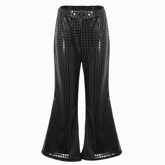 Splozh Teen Girl Pants Fashion Toddler Girls Casual Glitter Party Bottom Toursers Pants Dance Dress Pants Bell Bottom Flared Pants,Black,8-9 Years