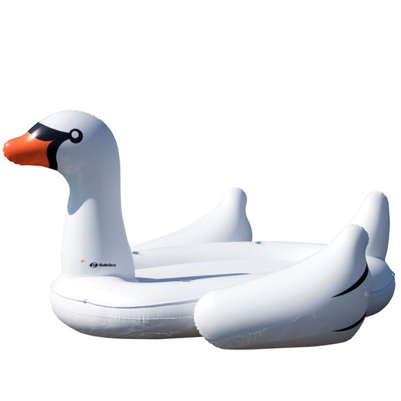 Swimline Giant Swan Inflatable Ride On Swimming Pool Float Raft Island