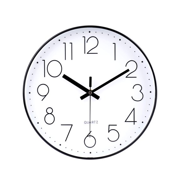 jomparis Reloj de pared moderno de 12 pulgadas, silencioso, funciona con pilas, reloj de pared redondo decorativo de cuarzo para oficina, aula, escuela (negro)
