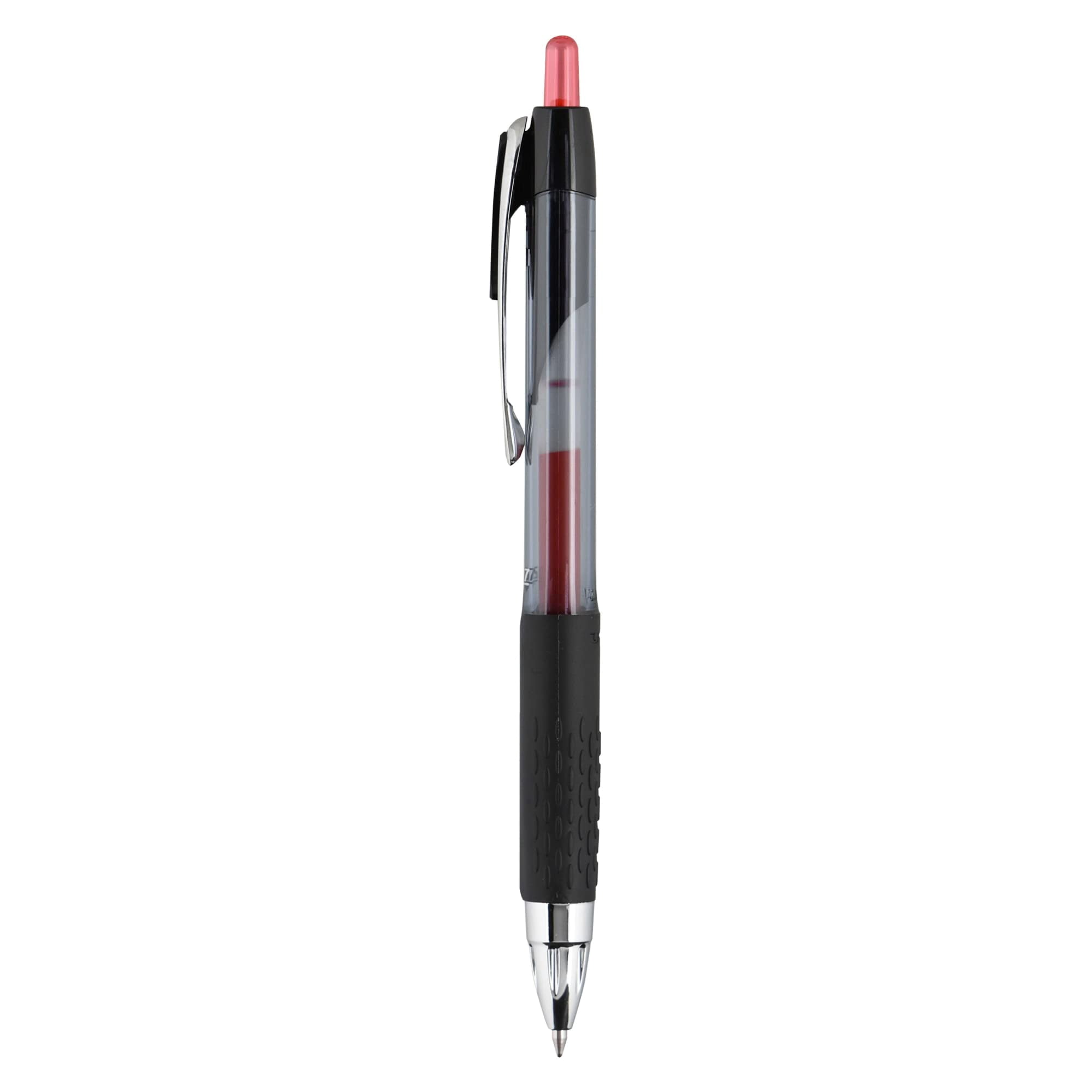 uni-ball® 207™ Retractable Fraud Prevention Gel Pens, Medium Point, 0.7 mm, Black Barrels, Red Ink, Pack Of 12