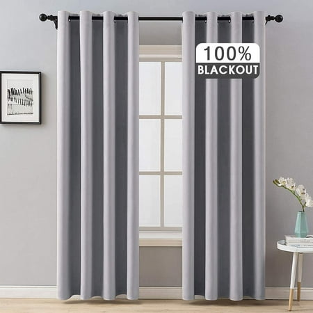 Blackout Curtains Thermal Insulated, Pale Grey Bedroom Curtains