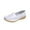 White, variant on Fesfesfes Flats Womens Casual Shoe Cowhide Peas Mom Shoes Cowhide Soled Hollow Sloping Heel Shoes 6.5(38)