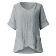 thumbnail image 3 of Ichuanyi Womens Tops Women Casual Lotu Sleeve V-Neck Solid Irregular Blouse Tops T-Shirt, 3 of 7