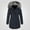 Navy, variant on Wnegstg Women Winter Coat Fashion Hooded Faux-Fur Winter Warm Puffer Long Jacket
