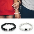 thumbnail image 3 of Opolski 2Pcs Couple Beads Bracelet Long Distance Bracelets Black and White Simple Design Couple Beads Bracelets Set for Anniversary Gift, 3 of 8