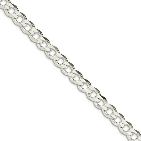 925 Sterling Silver 7.5mm Curb Chain Ankle Bracelet 10 Inch Anklet for Women and Men - 23.2 Grams