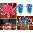thumbnail image 3 of PMU 12 pcs Birthdays Lotus Flower Musical Birthday Candle Spinning Birthday Cake Decoration - Red, 3 of 5