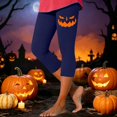 thumbnail image 2 of Bovemsi Compression Leggings for Women Vacation Outfits for Women Blue High Waist Stretchy Halloween Graphic Yoga Pants, 7/8 Length Slim Workout Running Leggings M, 2 of 4