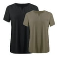 thumbnail image 2 of 2 Pack Plus Size Tops for Women Short Sleeve V Neck Cotton Tee Shirts Summer Solid Color Tshirts, L 2PC-B, 2 of 5