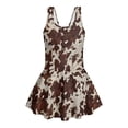 thumbnail image 4 of Xixirimido Brown Cowhide Print Girls One Piece Swimsuits with Skirt Sleeveless Swim Dress Modest Skirted Swimwear with Built-in Shorts UPF 50+ Bathing Suit, 8-9 Years, 4 of 7