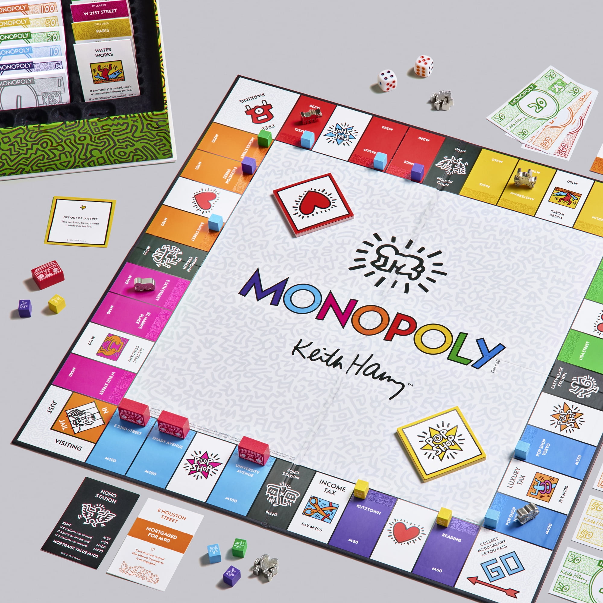 WS Game Company Keith Haring Monopoly – Pop Shop 40th Anniversary Edition – Premium Art-Wrapped Collector’s Board Game – Featuring Iconic Art, Custom Metal Tokens, and Dancing Figure Pieces