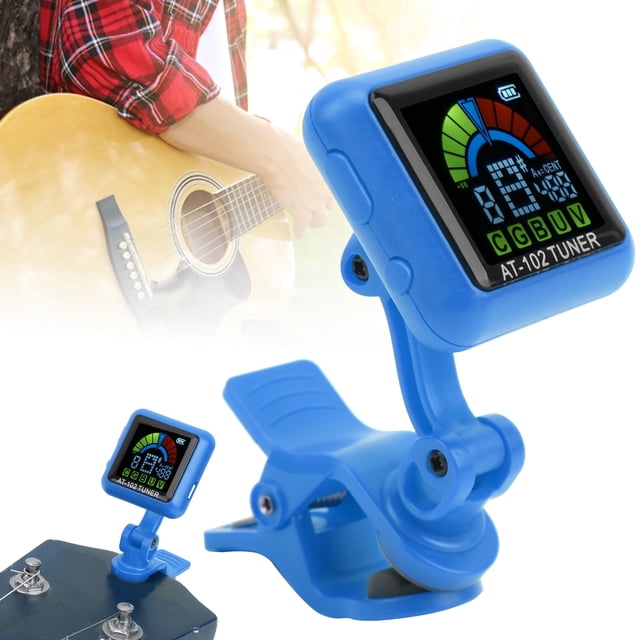 Clip On Tuner, Digital Tuner With HD LCD Color Screen, Adjustable Angle, USB Rechargeable, Built In Battery, Electronic Compact Tuner For Guitar Bass Violin Ukulele Halftone