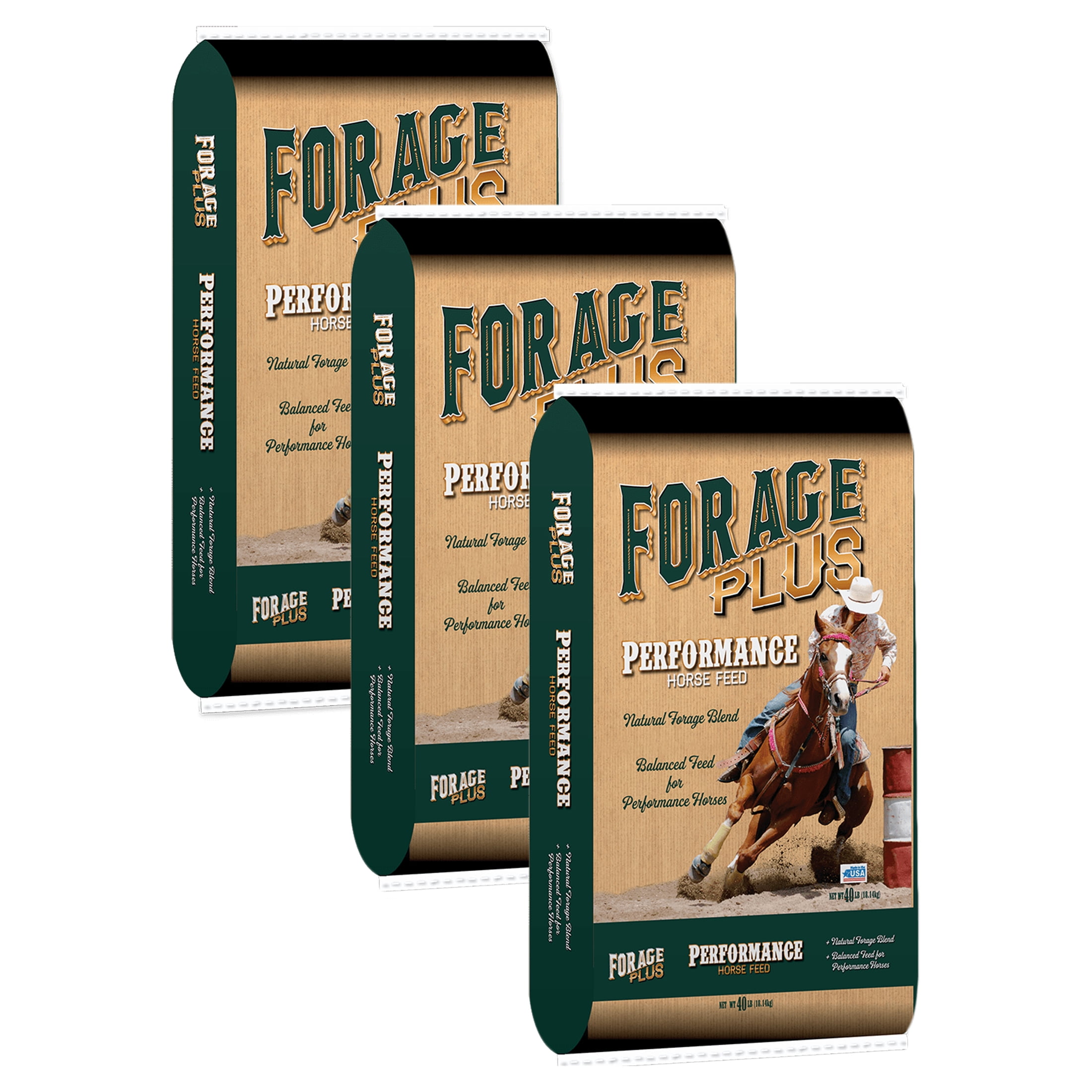 (3 pack) Forageplus Performance Horse Feed, 40 lb