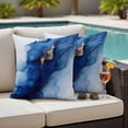 thumbnail image 2 of Outdoor Pillow Cover Abstract Ombre Blue Marble Set of 2 Waterproof Throw Pillowcases White Modern Art Decorative Patio Furniture Pillows for Couch Garden Indoor & Outdoor Use, 2 of 9