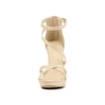 thumbnail image 2 of BLISSFUL STEP Women's Shoes Strappy Stiletto Heels Platform Ankle Strap Open Toe Faux Suede Sandals Beige 8.5, 2 of 8