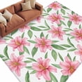 thumbnail image 2 of Summer Pink Lily Washable Living Room Rugs 5'x7', Watercolor Flower Farmhouse Rustic Low Pile Throw Large Area Rugs Non-Slip Sturdy Edge Binding Carpet for Dining Room Bedside Kitchen, 2 of 9