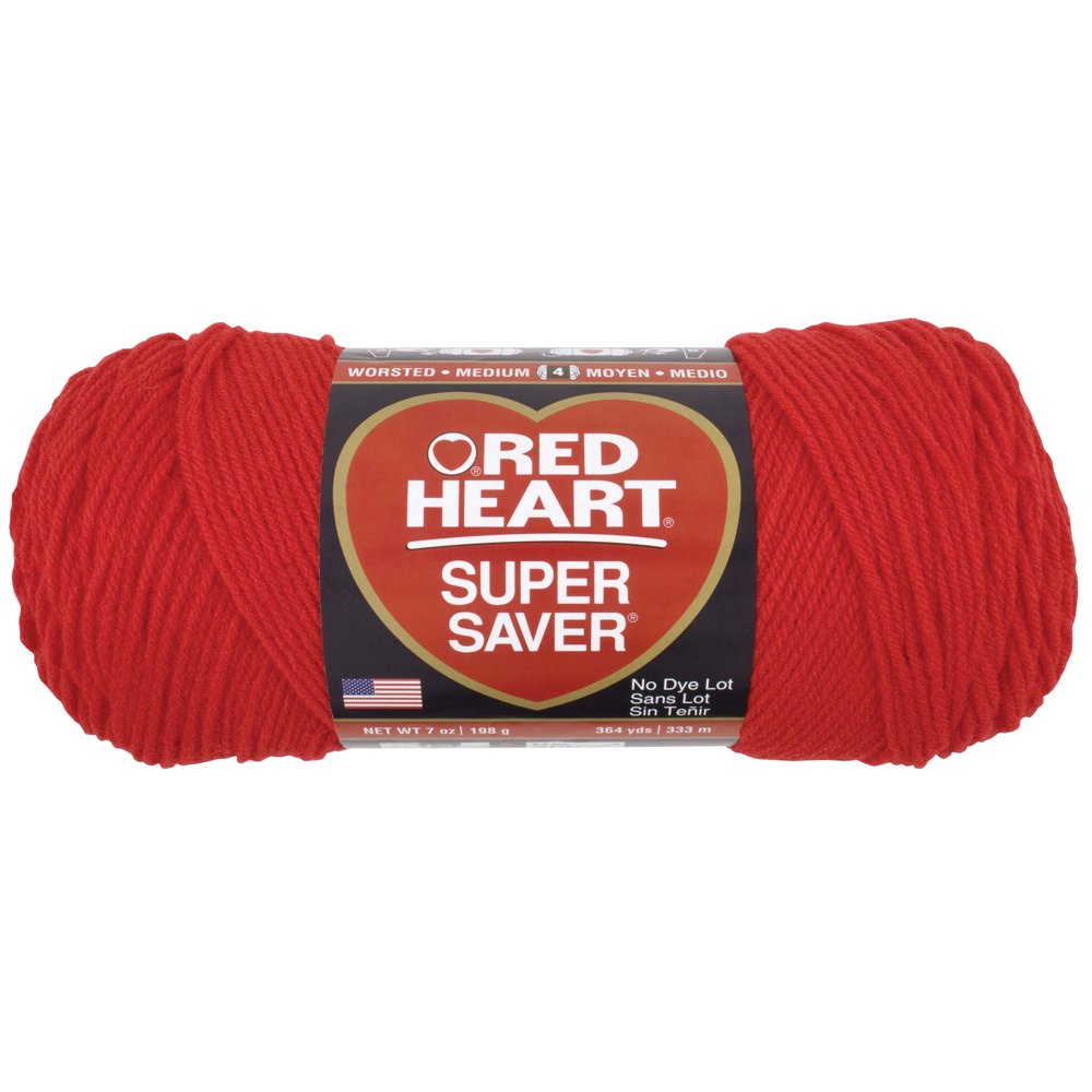 Red Heart Super Saver Yarn, Hot Red, 7oz(198g), Medium, Acrylic
