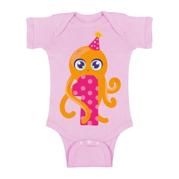 12 Months Baby Birthday - Cute Baby Boy Baby Girl Shirt - Octopus Romper