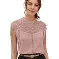 thumbnail image 1 of Blusas elegantes de encaje en contraste para mujer Rosa (Dusty Pink) G Rosa (Dusty Pink) G Xishao ropa, 1 of 2
