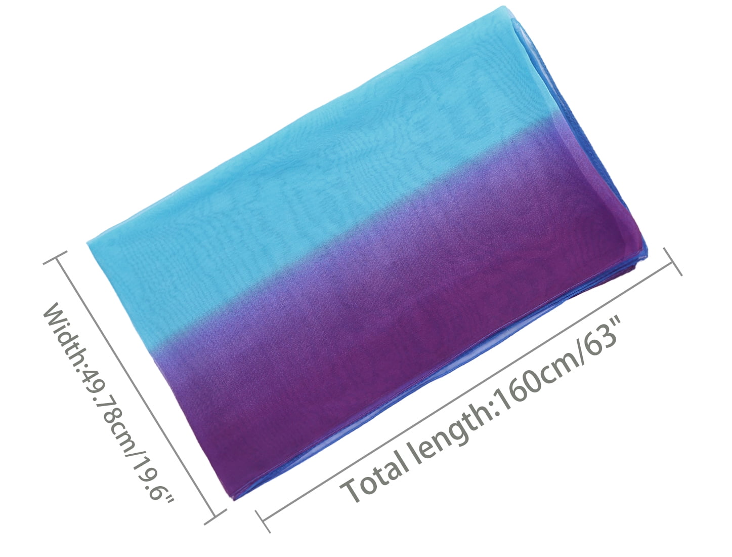 Unique Bargains Long Chiffon Lightweight Scarf Gradient Color Scarves Spring Summer for Women Royal Blue / Green 63"x19.6"