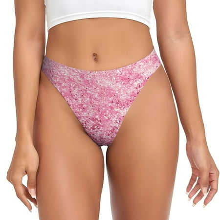 Rateoe Pink Glitter Pattern Seamless Women Underwear Thongs No Show Ladies Thong No Line Breathable Comfortable Panties Undies for Women-4X-Large