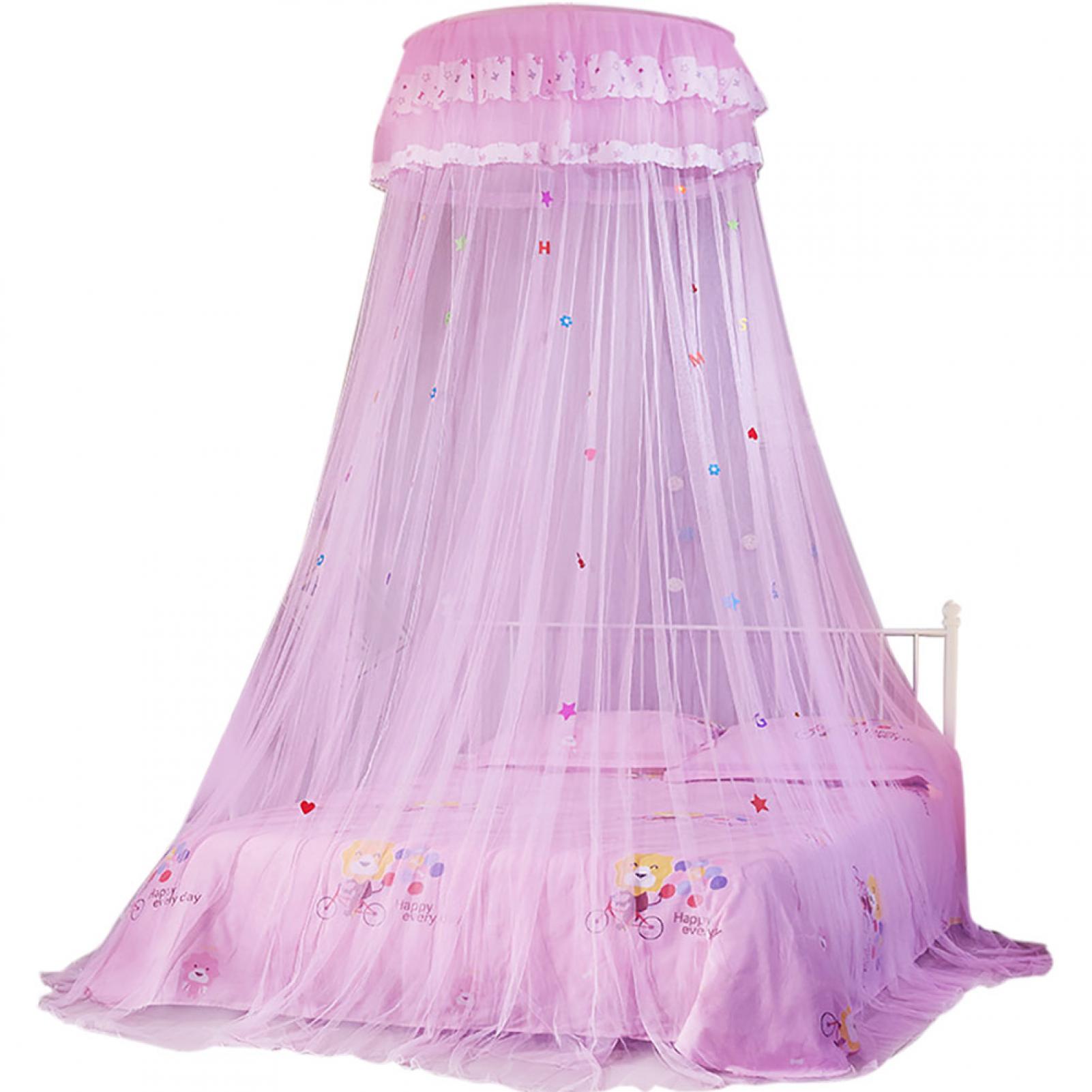 Powerlift Moustiquaire Rideau de lit /à baldaquin Rond pour Enfants Blanc + Rose