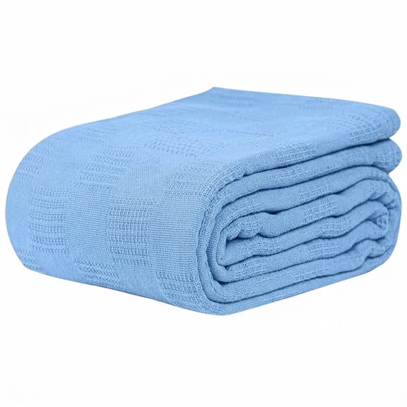 Unbranded Blue 74x100 Inch Thermal Snagless Cotton Bed Blanket