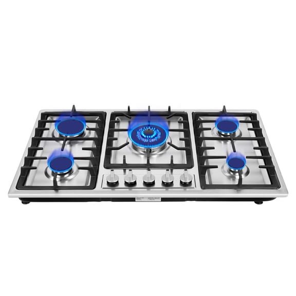 Gas Hob 5 burners, Built in Gas Cooktop with Flame Failure Protection, 5 Cooking Areas,NG/LPG Convertible Stove Cooker with Flame Out Protection