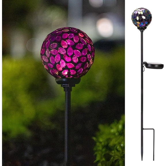 Solar Lights Outdoor Decorative - Mosaic Solar Garden Light  LED Pathway Stake Light for Landscape Lawn Patio Yard Decoration, 1 Pack
