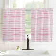 thumbnail image 3 of Pink Striped Kitchen Curtains 63 Inch Length, Farmhouse Curtains & Drapes, Watercolor Pink White Stripes Rod Pocket Window Curtains for Living Room/Bedroom/Bathroom, 52" x 63", 2 Panels, 3 of 5