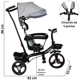 thumbnail image 4 of Triciclo Evolutivo para Niños Asiento Giratorio 360 Torreta con Luz y Sonido Bastón de Empuje Soporta Hasta 30 kg - Gris, 4 of 7