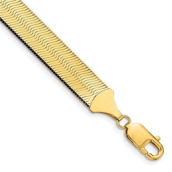 Primal Gold 14 Karat Yellow Gold 10mm Silky Herringbone Chain Bracelet