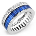 thumbnail image 1 of Alamode 3W1568-5 Women Rhodium Brass Ring with Synthetic in London Blue - Size 5, 1 of 1