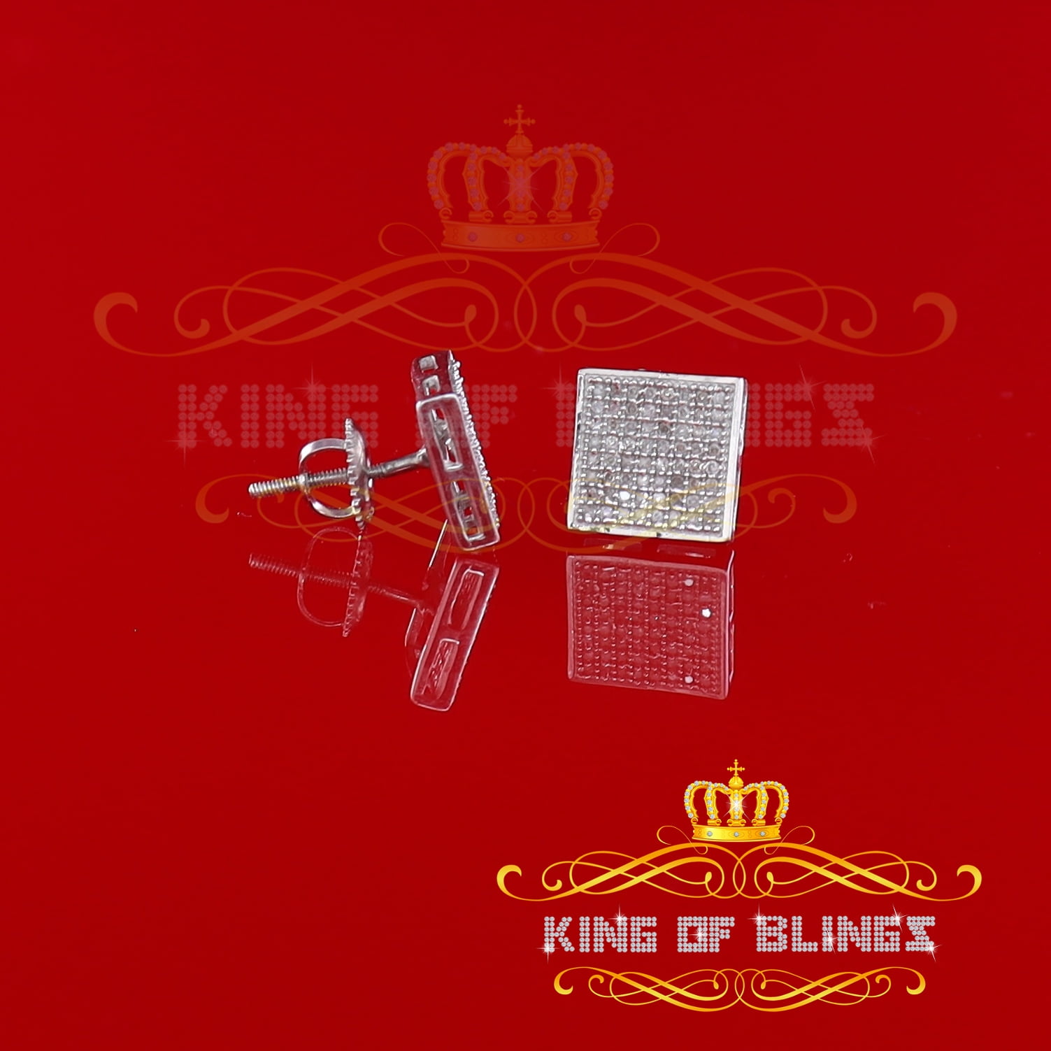 King of Bling's 925 Sterling Silver 0.33ct Diamond Real For Women's & Men's White Stud Earrings