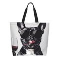thumbnail image 1 of Easygdp Cool French Bulldog Wine Bolsas Tote para Mujer, Bolsos de Hombro para Viaje, Bolsos de Mano de Gran Capacidad para Compras y Trabajo, 1 of 8