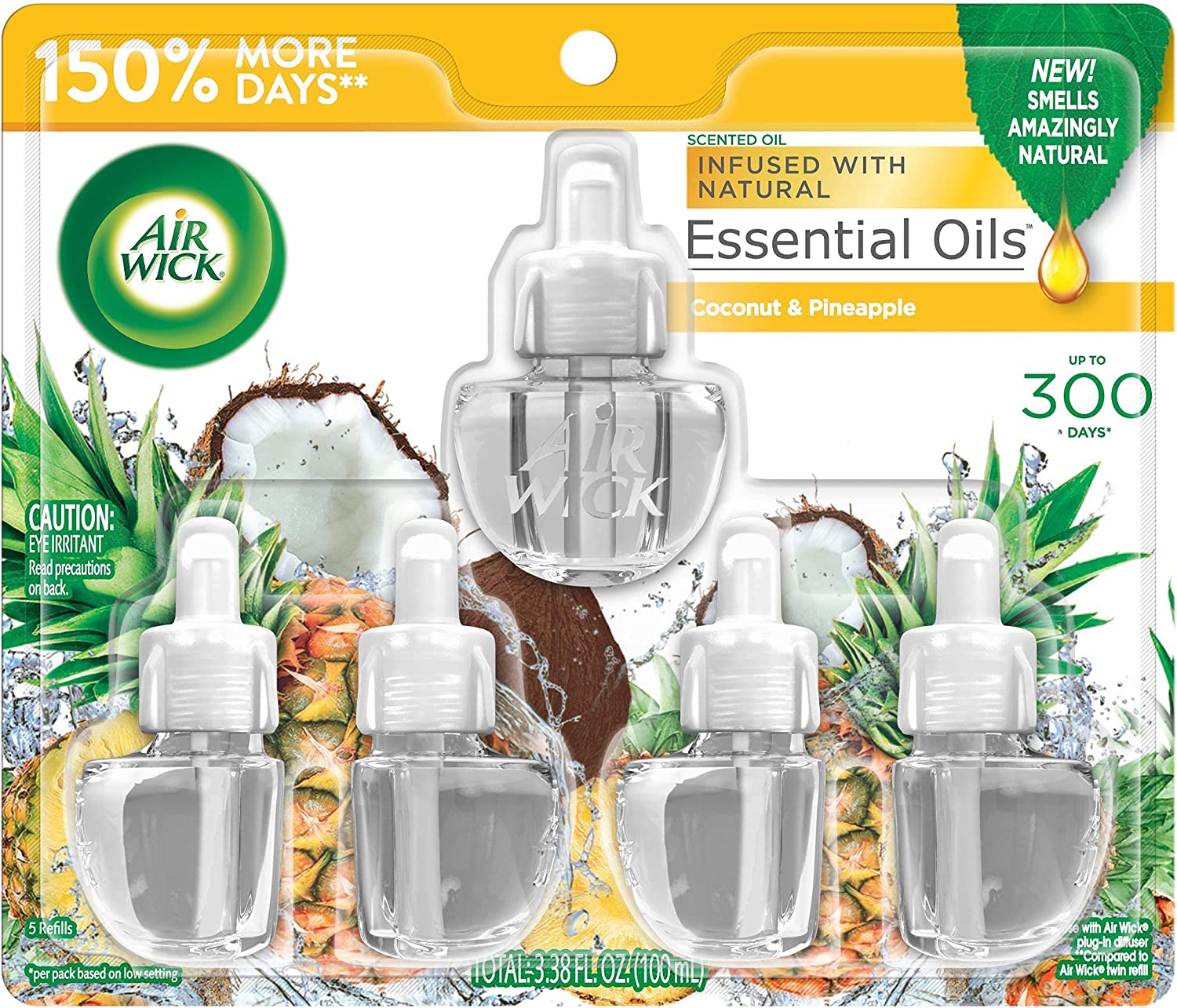 Air Wick Plug in Scented Oil, 5 Refills, Coconut & Pineapple, Air