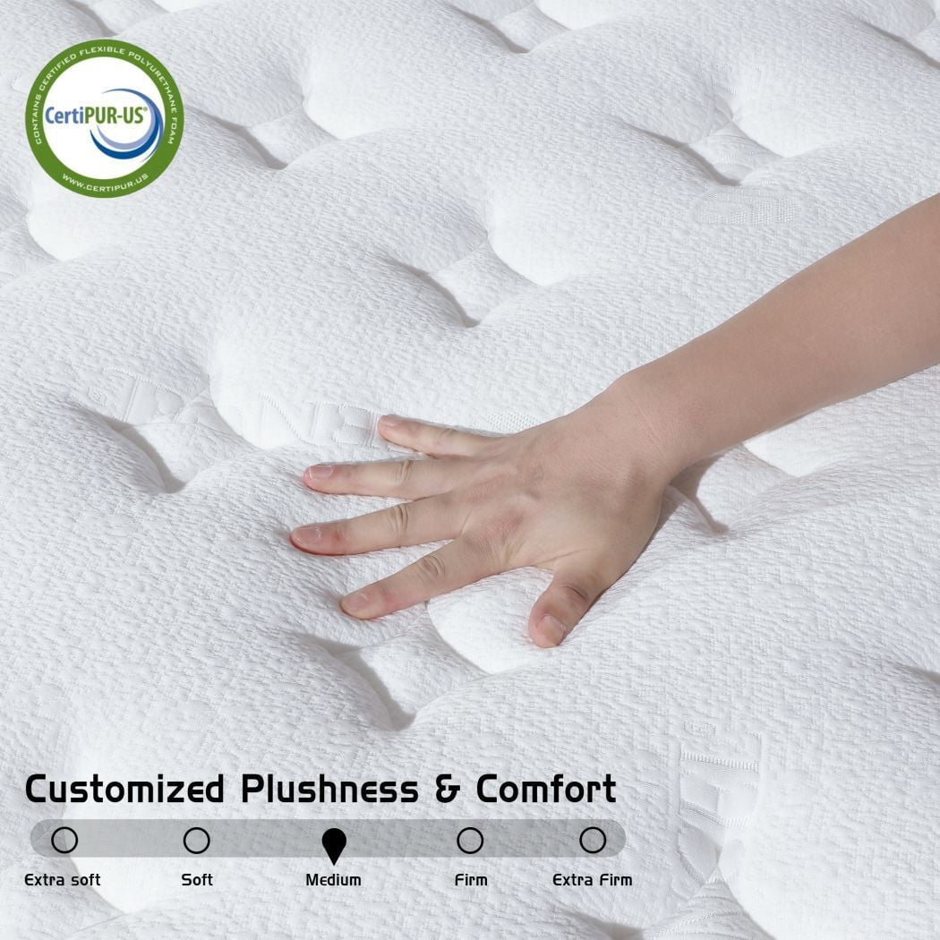 14" King Hybrid Mattress CertiPUR-US Certified Memory Foam Pocket Spring Mattress Medium Firm in a Box