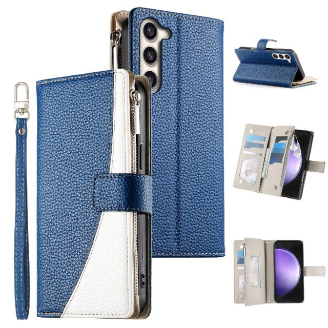 Funda cartera GANGXUN para Samsung Galaxy S23 Plus , cuero PU con tarjetero, cremallera, correa de mano, soporte y protección 760°